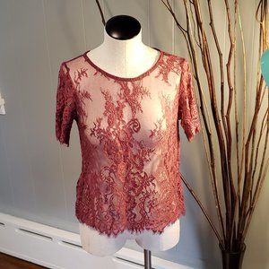 wine red lace shirt. Xhilaration Small